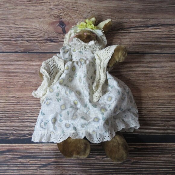 Granny Nana 18" Plush Rabbit with Dress Flowered Hat Scarf Glasses - Picture 3 of 8
